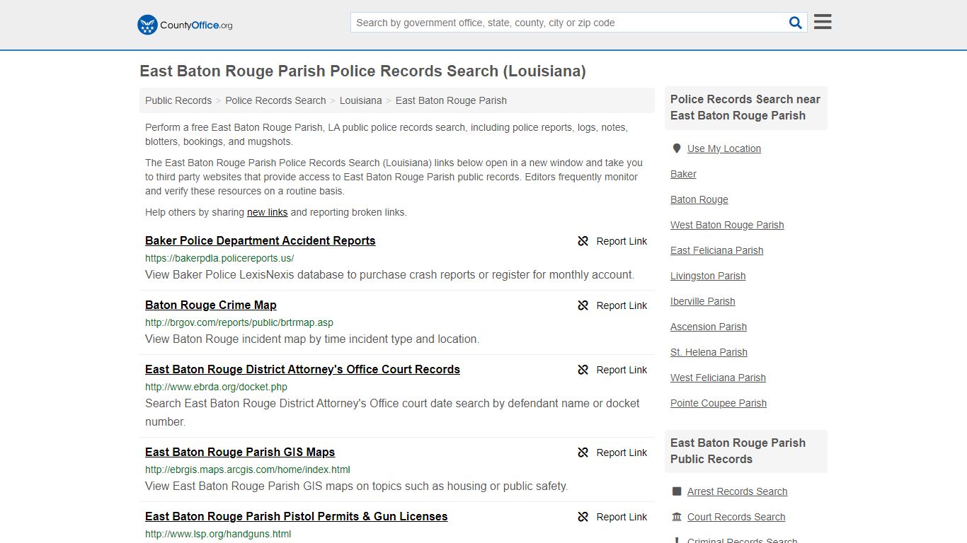 East Baton Rouge Parish Police Records Search (Louisiana) - County Office